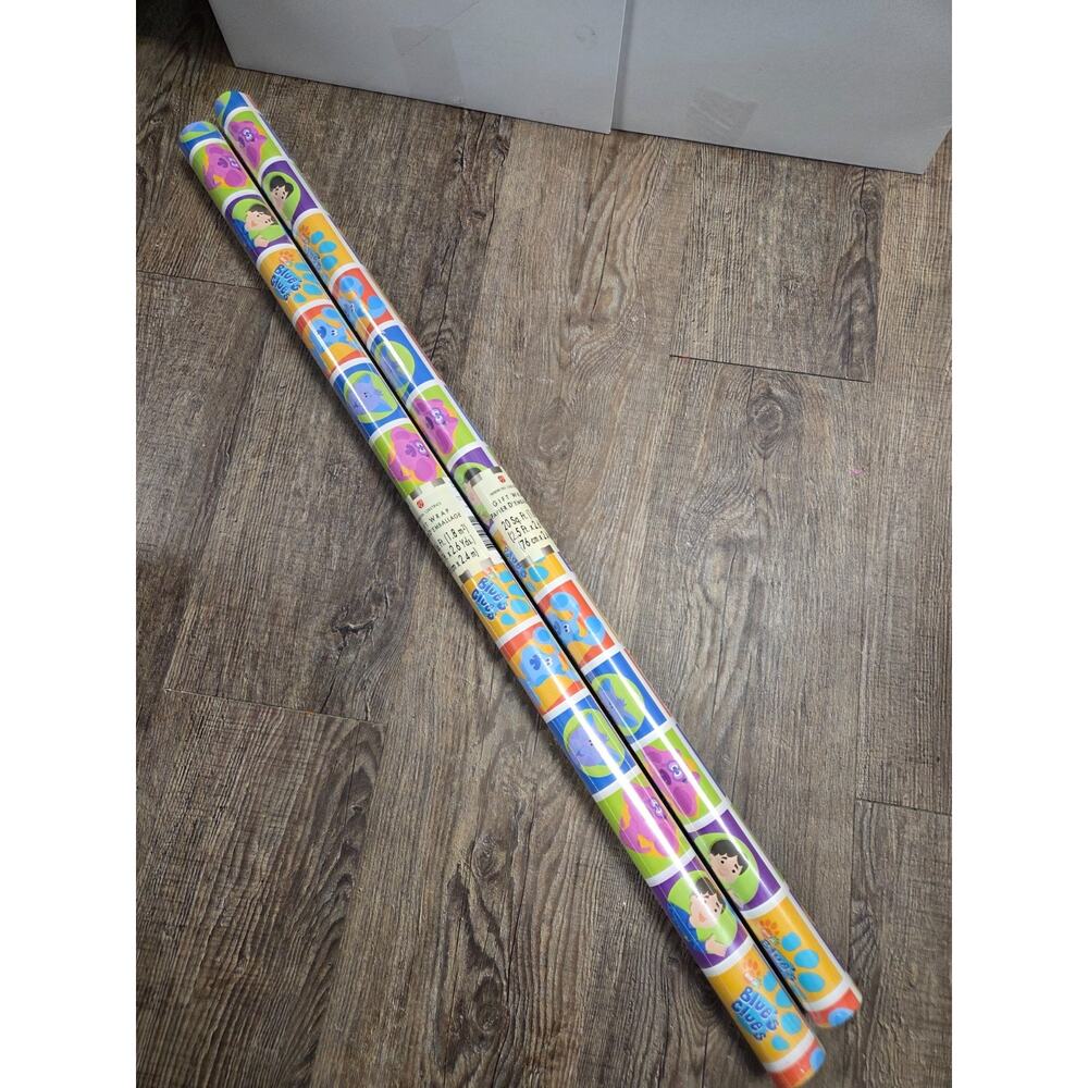 American Greetings Vintage Blues Clues Wrapping Paper Rolls Lot of 2 NEW MadeUSA